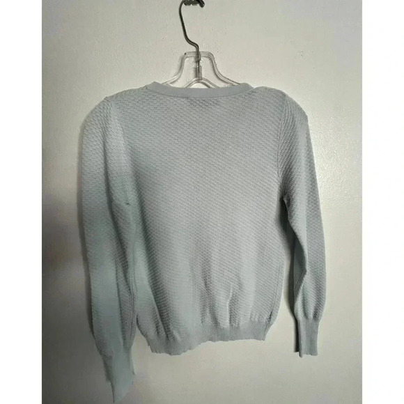 Zara Womens Pullover Button Up Long Sleeve Top Sweater Cardigan Light Blue Sz S - Picture 2 of 7